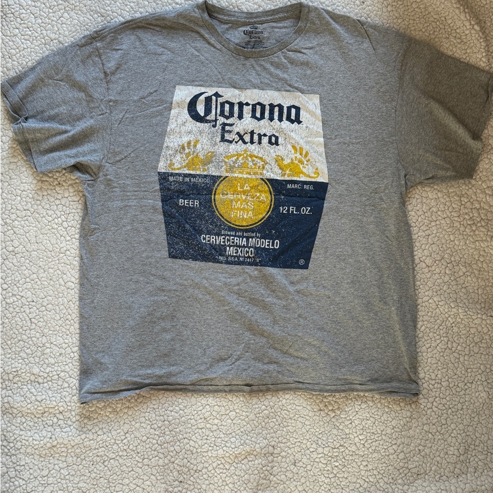 Corona Extra Graphic Tee - Gray with Navy & Yellow Logo